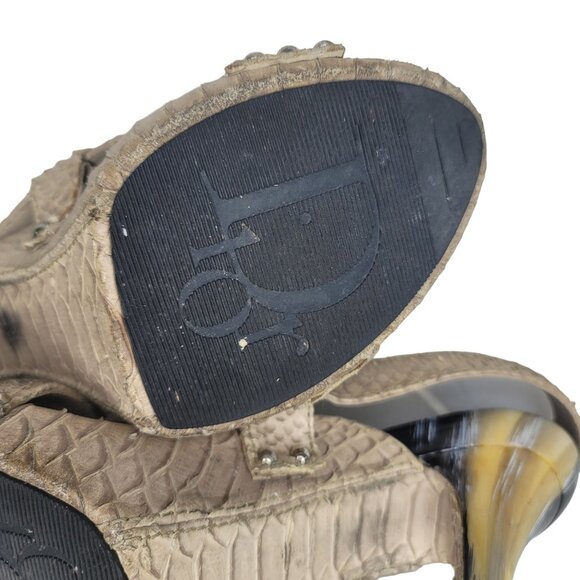 Christian Dior Beige Snake skin Strappy Slingback Heels Size 38 Women's Designer - Picture 9 of 11